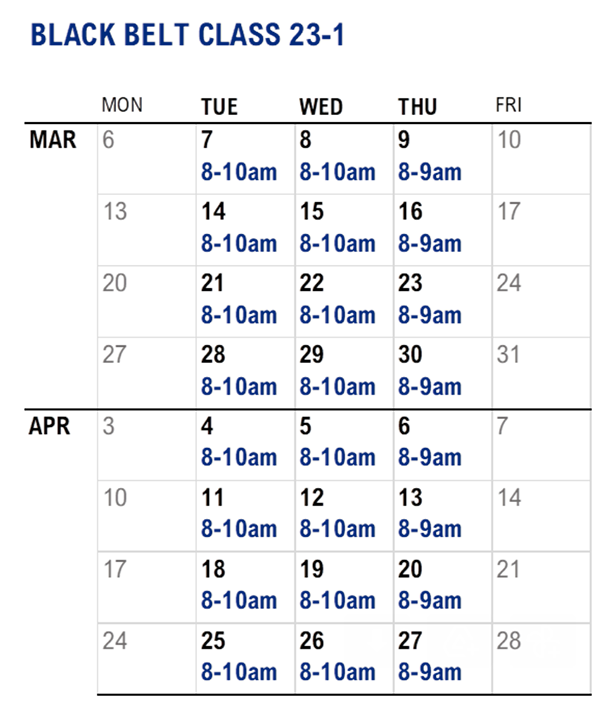 Lean Sigma Black Belt (40 hours) - <br>Starts March 2023